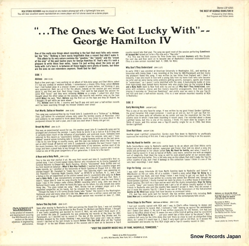 HAMILTON, GEORGE the best of george hamilton iv LSP-4265