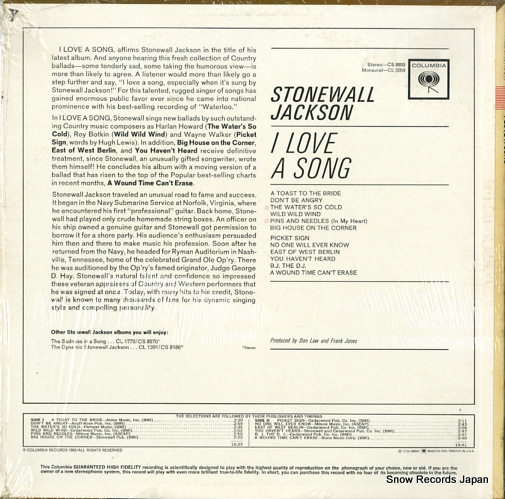 JACKSON, STONEWALL i love a song CL2059