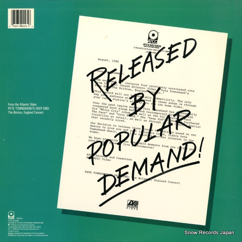 TOWNSHEND, PETE pete townshend's deep end live! 790553-1