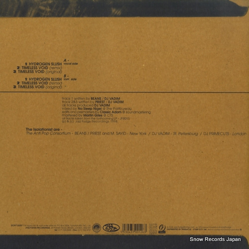 ISOLATIONIST, THE hydrogen slush JFR012