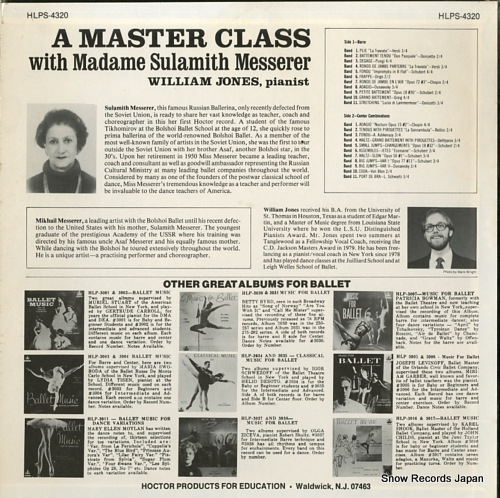 JONES, WILLIAM a master class with madame sulamith messerer HLPS-4320