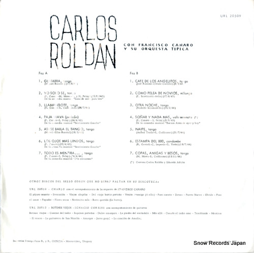 ROLDAN, CARLOS carlos roldan con francisco canaro y su orquesta tipica URL20509