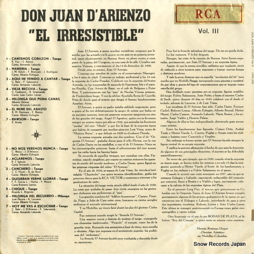 D'ARIENZO, JUAN el irresistible vol.iii LPVC-235