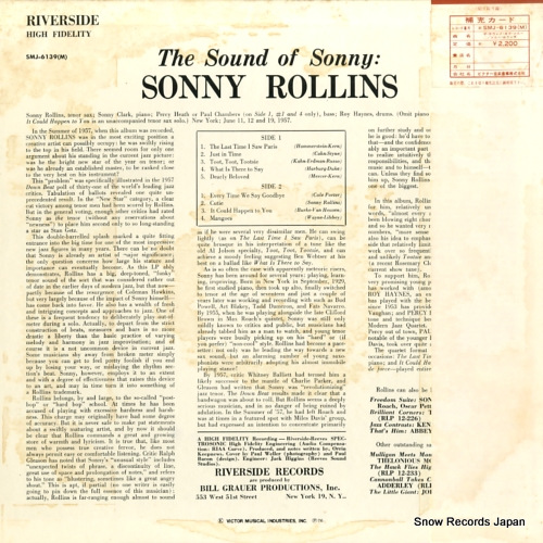 ROLLINS, SONNY the sound of sonny SMJ-6139(M)