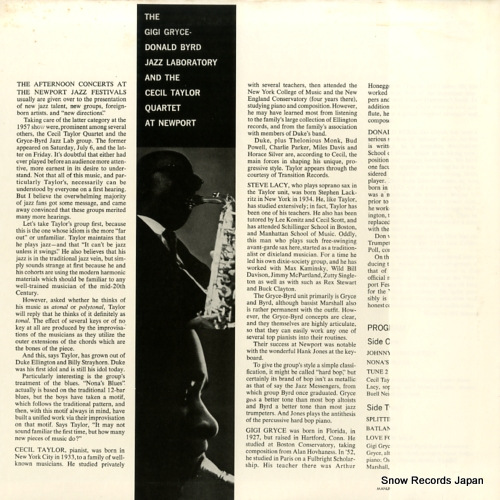 JAZZ LABORATORY, AND CECIL TAYLOR at newport MV2564