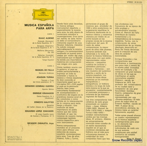 ZABALETA, NICANOR musica espanola para arpa 2530230