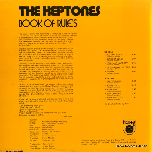 HEPTONES, THE book of rules HJ112