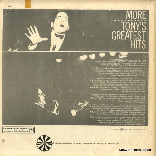 BENNETT, TONY more tony's greatest hits P13301