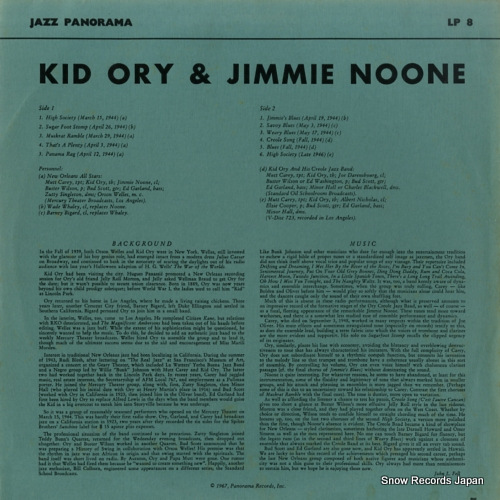 ORY, KID, AND JIMMIE NOONE kid ory & jimmie noone LP8