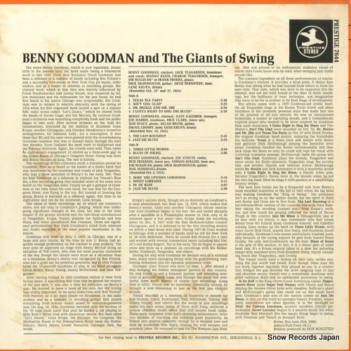GOODMAN, BENNY benny goodman & the giants of swing PRST7644