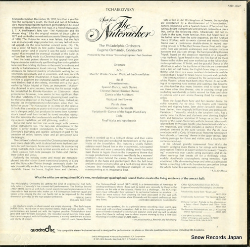 ORMANDY, EUGENE tchaikovsky; suite from