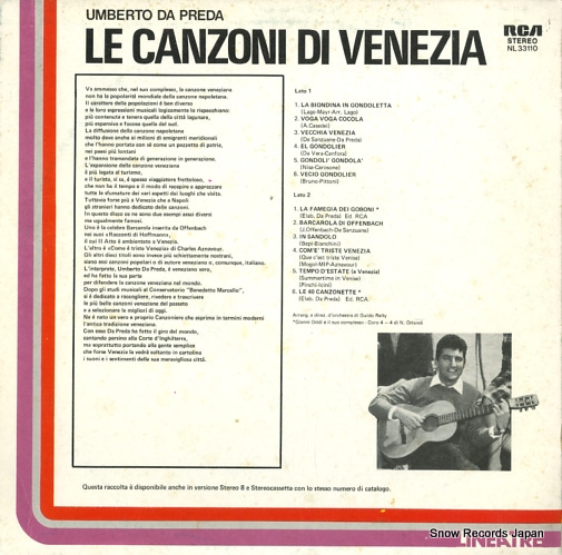 PREDA, UMBERTO DA le canzoni di venezia NL33110