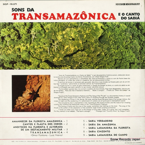 FRISCH, JOHAN DALGAS sons da transamazonica e o canto do sabia SCLP10.571