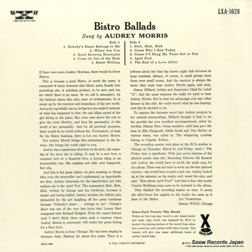 MORRIS, AUDREY bistro ballads PRTD-1011 / LXA-1028