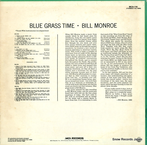 MONROE, BILL blue grass time MCA-116