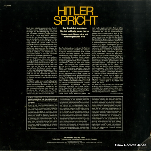 HITLER, ADOLF hitler spricht (folge 2) A-2580