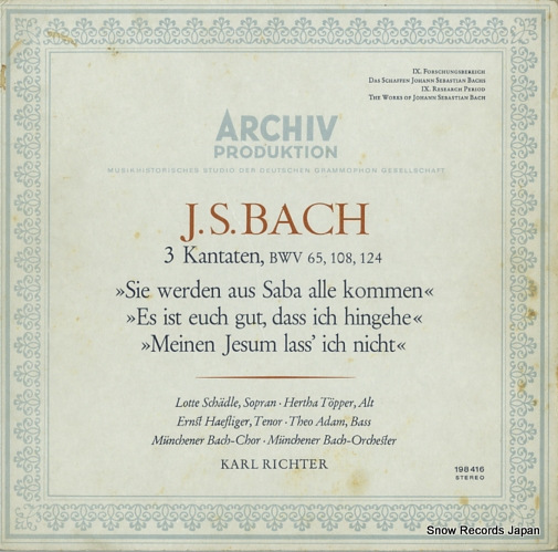 롦ҥ bach; 3 kantaten bwv 65, 108, 124 198416