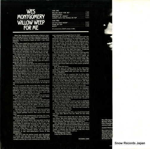 MONTGOMERY, WES willow weep for me MV2077