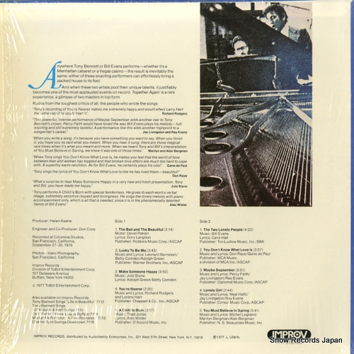 BENNETT, TONY, AND BILL EVANS together again IMP-7117