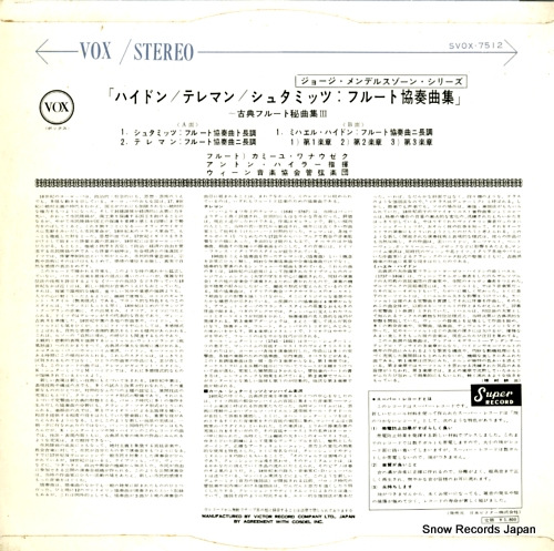 WANAUSEK, KAMILLO haydn / stamitz / teleman; flute concertos SVOX-7512