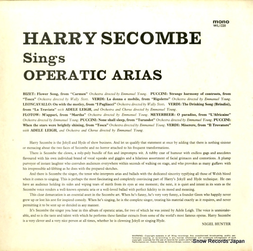 SECOMBE, HARRY operatic arias WL1220
