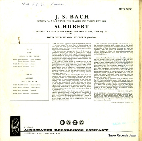 OISTRAKH, DAVID bach; sonata no.5 in f minor STXID5253