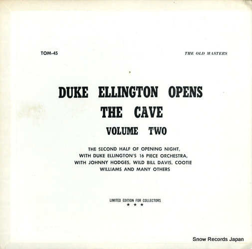 デューク・エリントン duke ellington opens the cave volume two TOM-45