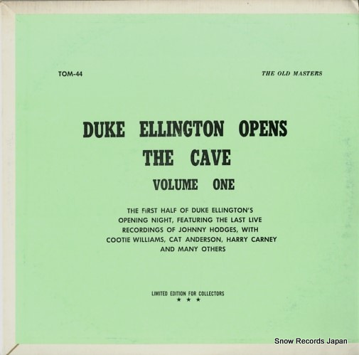 デューク・エリントン duke ellington opens the cave volume one TOM-44