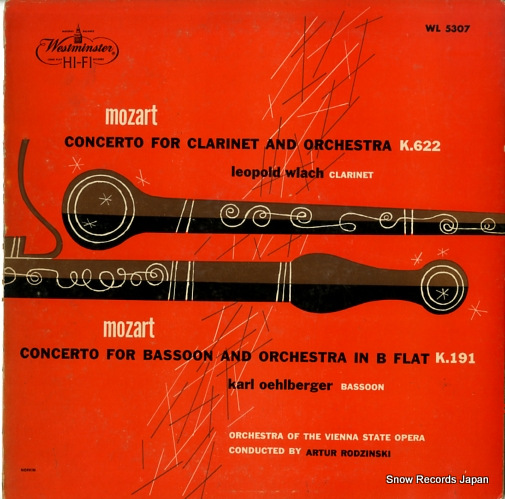 アルトゥール・ロジンスキー mozart; concerto for clarinet and orchestra k.622 / concerto for bassoon and orchestra in b flat k.191 WL5307