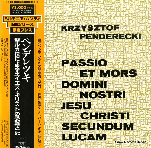 CZYZ, HENRYK penderecki; passio et mors domini nostri jesu christi secundum lucam ULS-3264-65-H