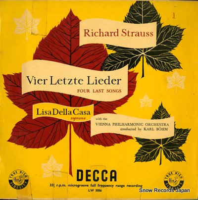 BOHM, KARL strauss; vier letzte lieder LW5056