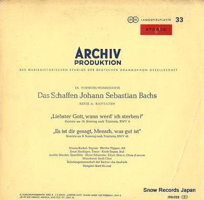 RICHTER, KARL bach; liebster gott, wann wer'd ich sterben? 198028
