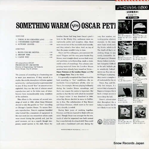 PETERSON, OSCAR something warm MV4002