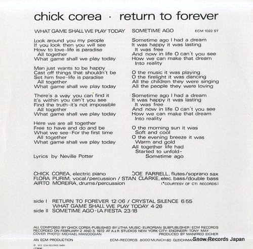 COREA, CHICK return to forver ECM1022ST