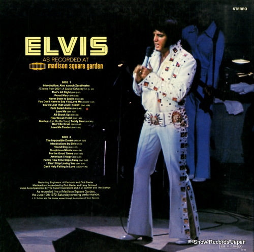 PRESLEY, ELVIS elvis as recorded at madison square garden SX-86