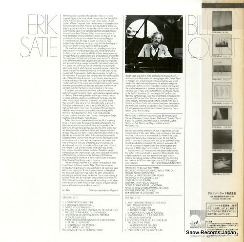 QUIST, BILL the piano solos of erik satie WHP-28009