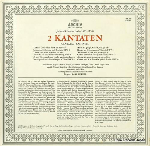RICHTER, KARL bach; 2 cantatas bwv8, bwv45 198028