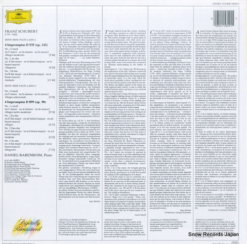 BARENBOIM, DANIEL schubert; impromptus 415849-1