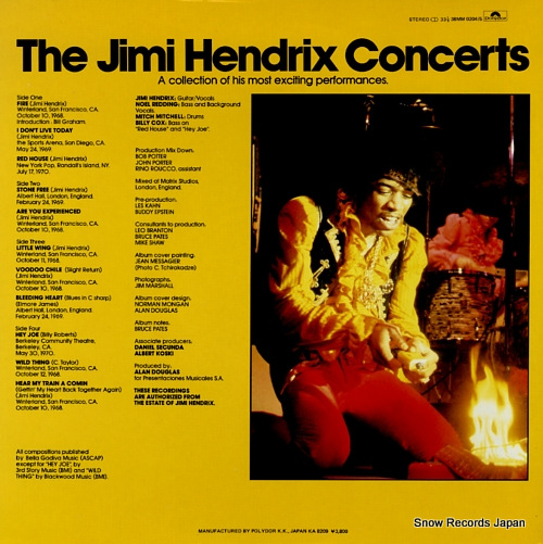 HENDRIX, JIMI the jimi hendrix concerts 38MM0204