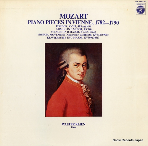 KLEIN, WALTER mozart; piano pieces in vienne, 1782-1790 OW-7692-VX - front cover