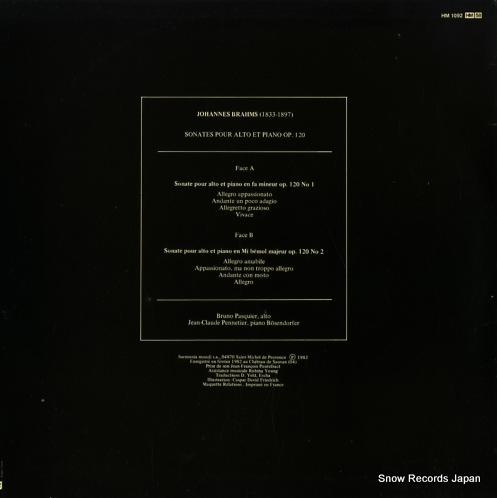 PENNETIER, JEAN-CLAUDE brahms; sonates pour alto et piano op.120 HM1092
