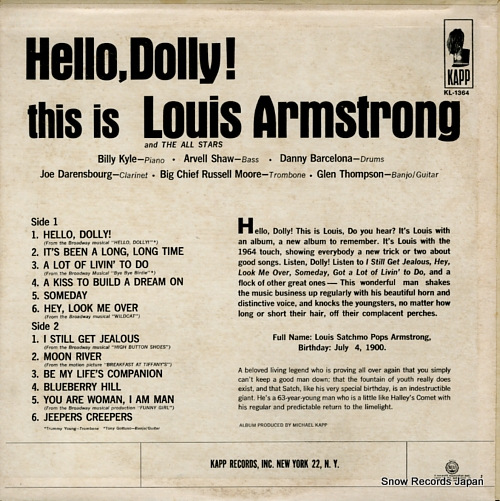 ARMSTRONG, LOUIS hello, dolly! KL-1364