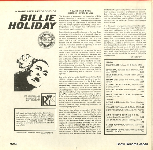 HOLIDAY, BILLIE a rare live recording of billie holiday M2001