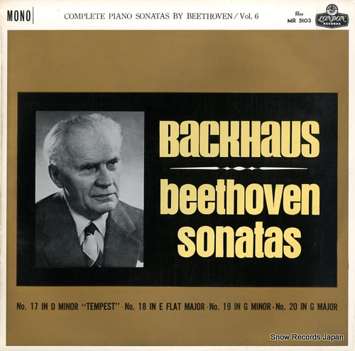 BACKHAUS, WILHELM beethoven; complete piano sonatas=vol.6 MR-5103