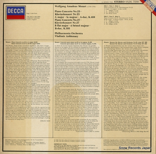 ASHKENAZY, VLADIMIR mozart; piano concertos k.488 & k.595 SXDL7530
