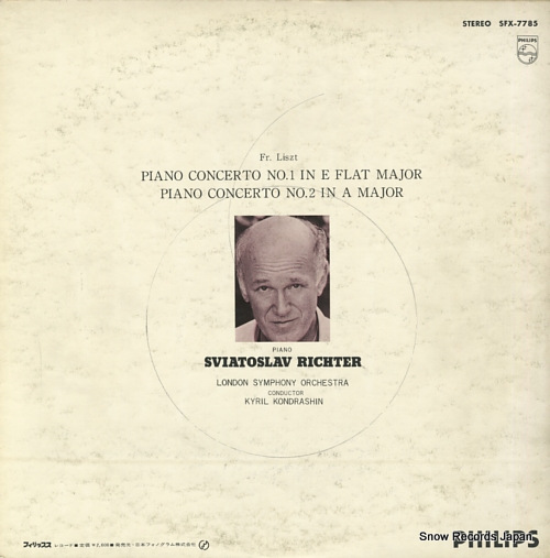 RICHTER, SVIATOSLAV liszt; piano concerto no.1 & no.2 SFX-7785 - back cover