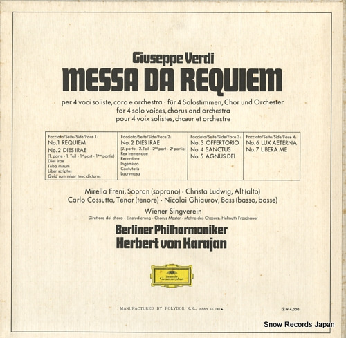 KARAJAN, HERBERT VON verdi; messa da requiem MG9650/1