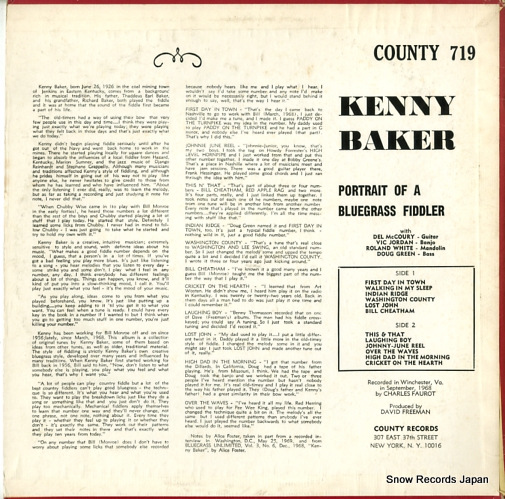 BAKER, KENNY portrait of a bluegrass fiddler COUNTY719