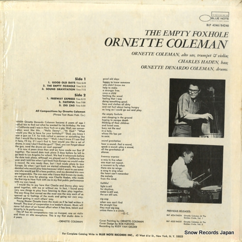 COLEMAN, ORNETTE the empty foxhole BST84246