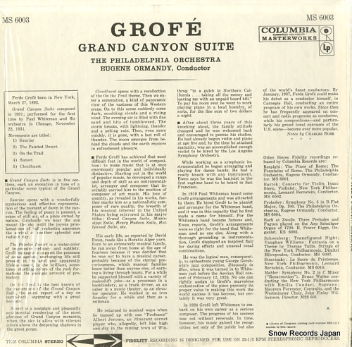 ORMANDY, EUGENE grofe; grand canyon suite MS6003